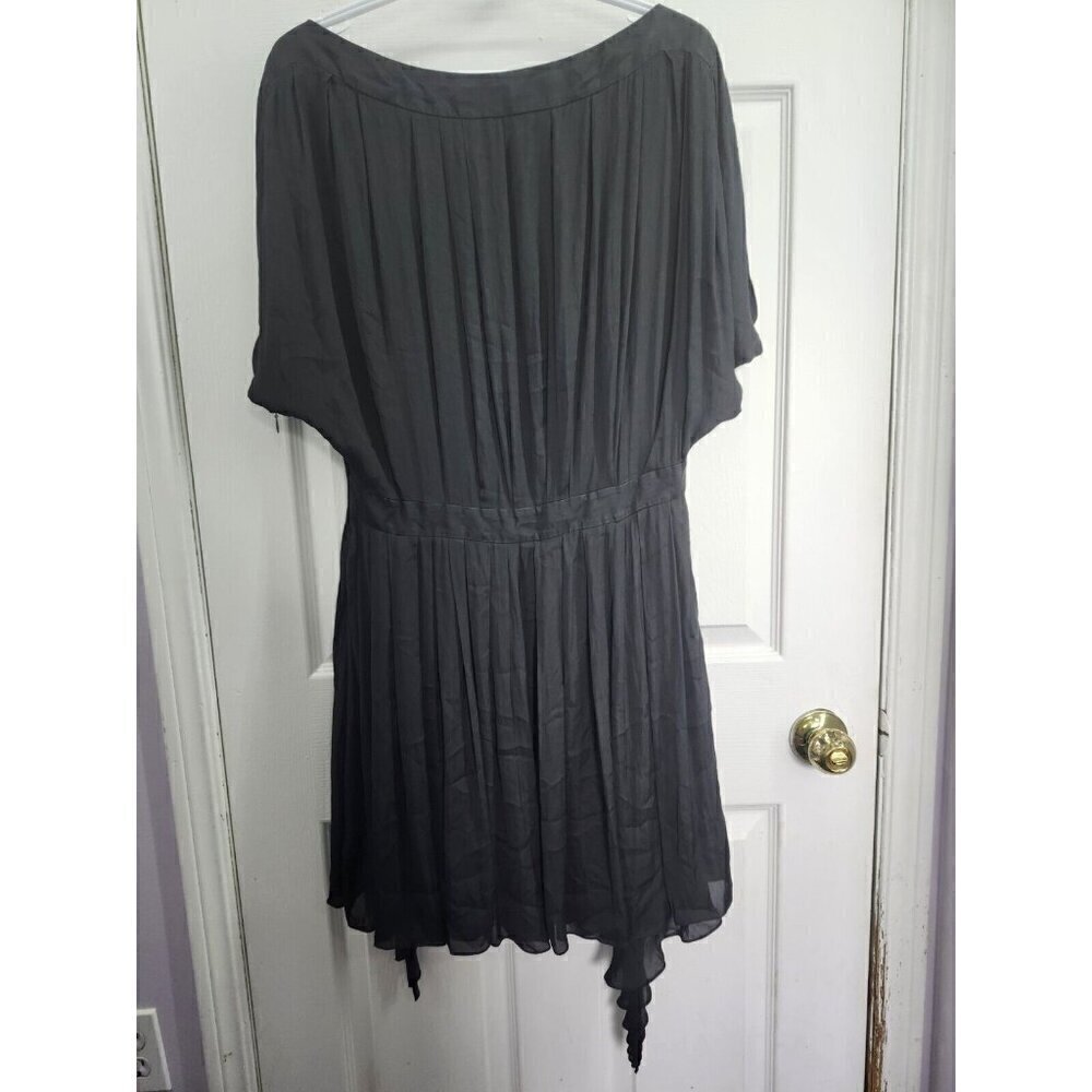 Nina Ricci Black Silk/Linen Sleeveless Knee-Length Pleated Dress FR 40/US 8 - Picture 3 of 8